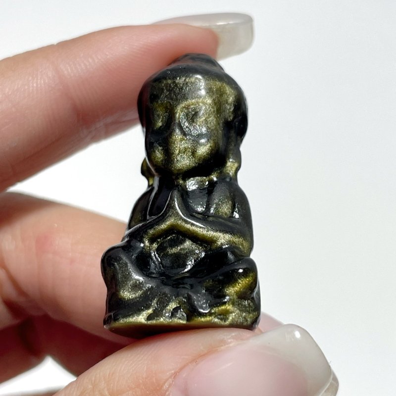 Small Gold Sheen Obsidian Buddha Carving Wholesale - Wholesale Crystals