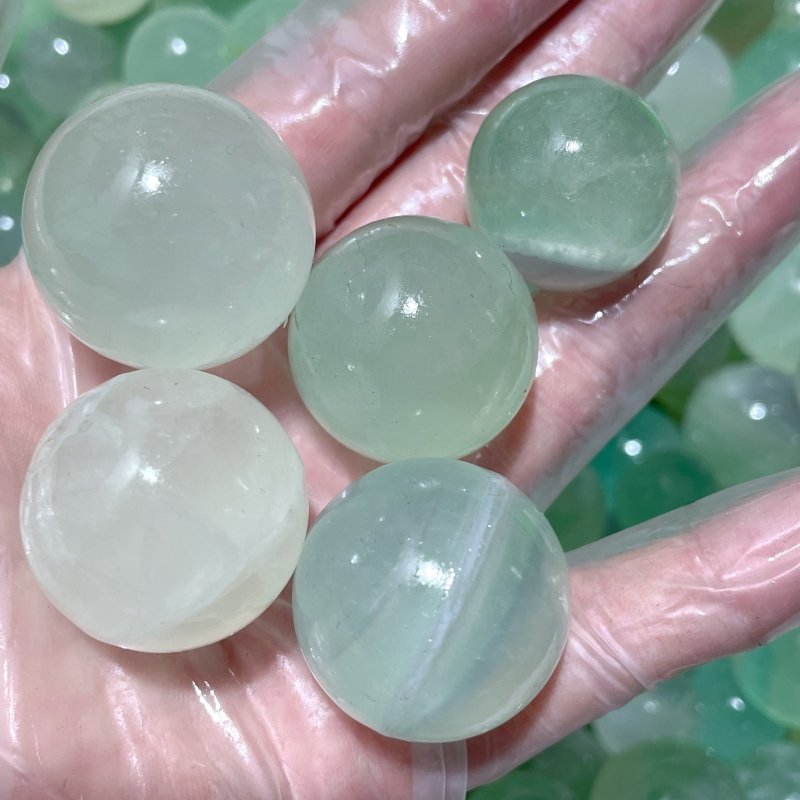 Small Light Green Fluorite Transparent Sphere 1.8 - 3cm Wholesale - Wholesale Crystals