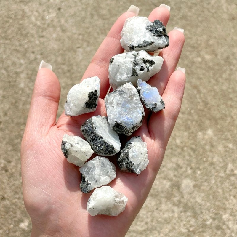 Small Raw India Moonstone Mixed Black Mica Wholesale - Wholesale Crystals