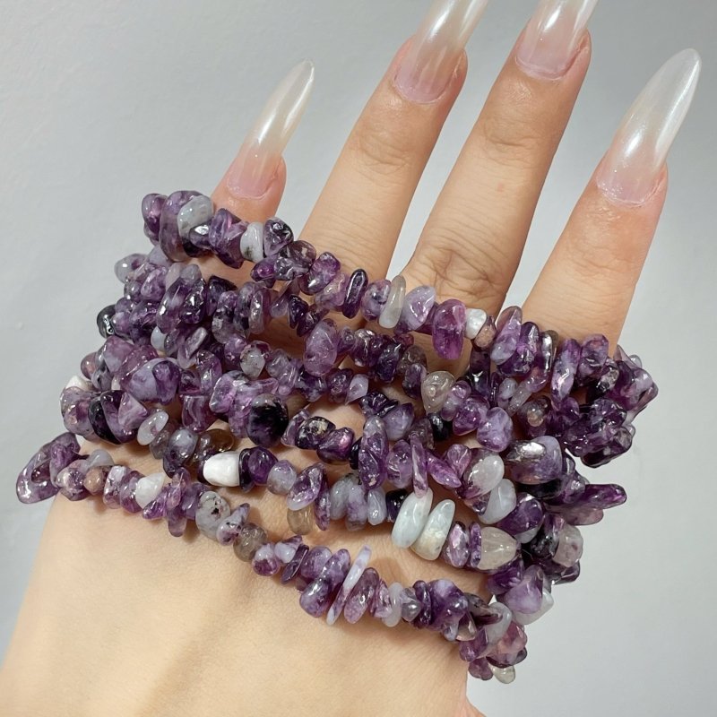 Spark Lepidolite Chip Bracelets Wholesale - Wholesale Crystals