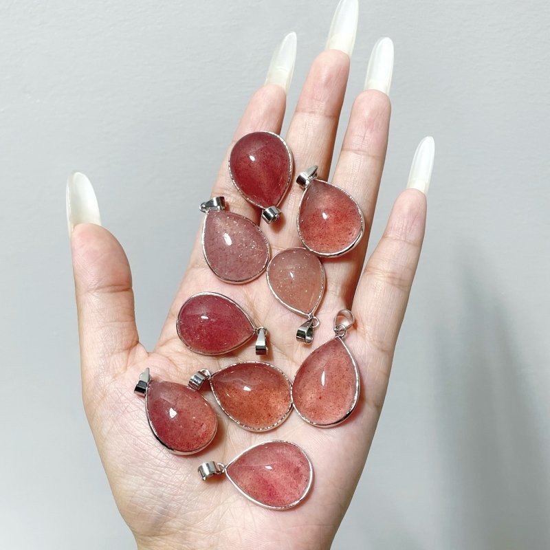 Strawberry Quartz Teardrop Shape Pendant Wholesale - Wholesale Crystals