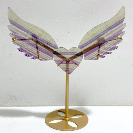 Symmetrical Fluorite Heart Wing Carving With Stand -Wholesale Crystals