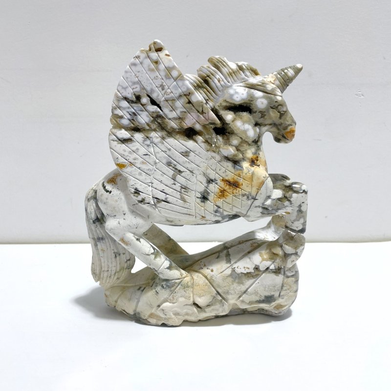 Unique 8th Vein Ocean Jasper Unicorn/Pegasus Carving