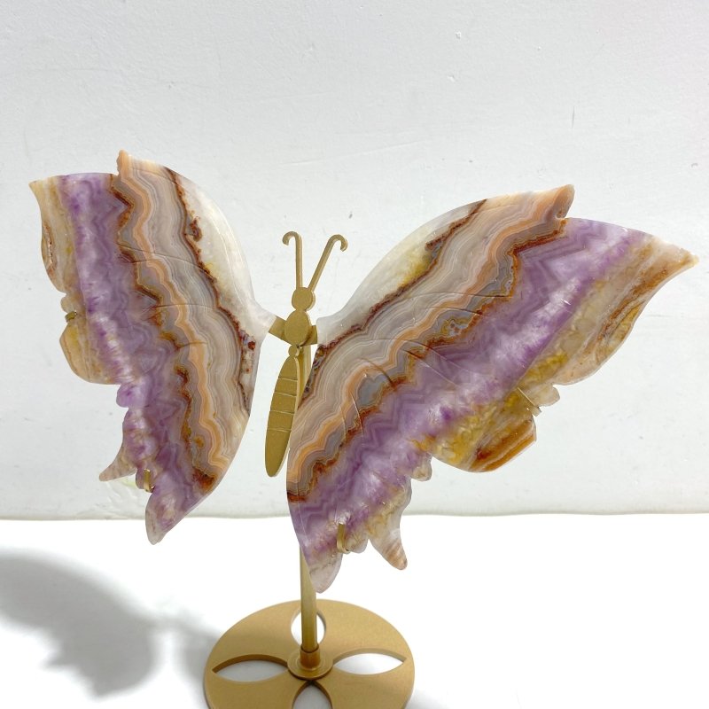 Unique Amethyst Mixed Agate Butterfly Wing Carving With Stand - Wholesale Crystals