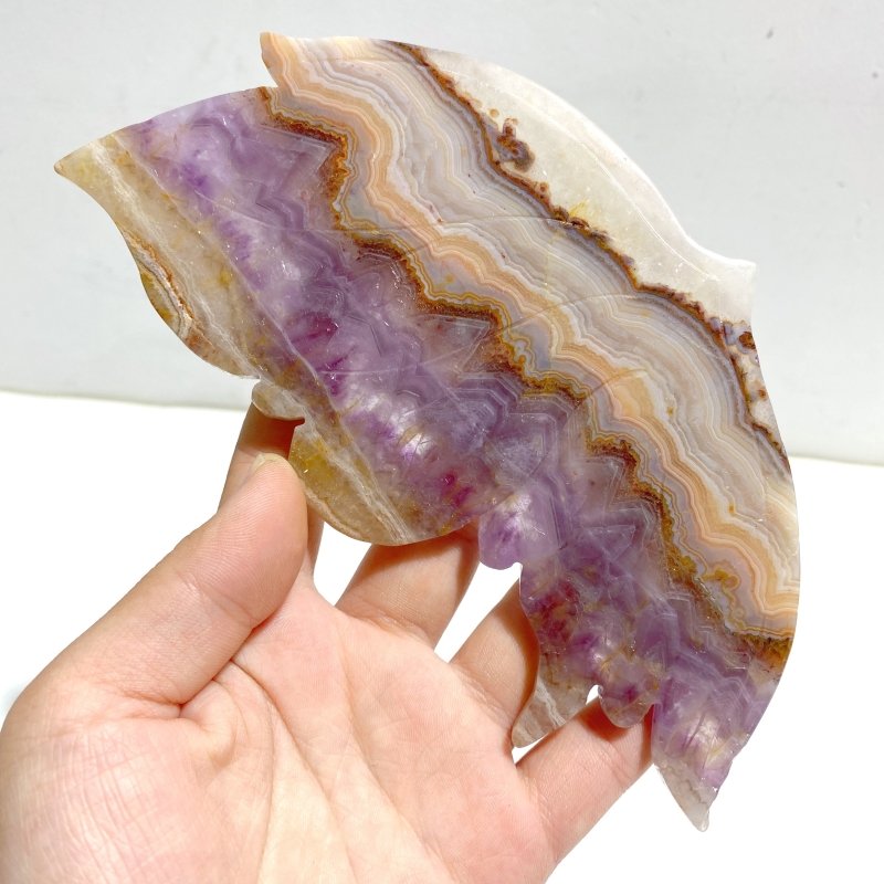 Unique Amethyst Mixed Agate Butterfly Wing Carving With Stand - Wholesale Crystals