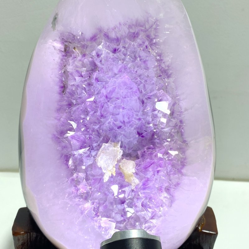 Unique Amethyst Mixed Geode Agate Calcite Dinosaur Egg Home Decor With Stand - Wholesale Crystals