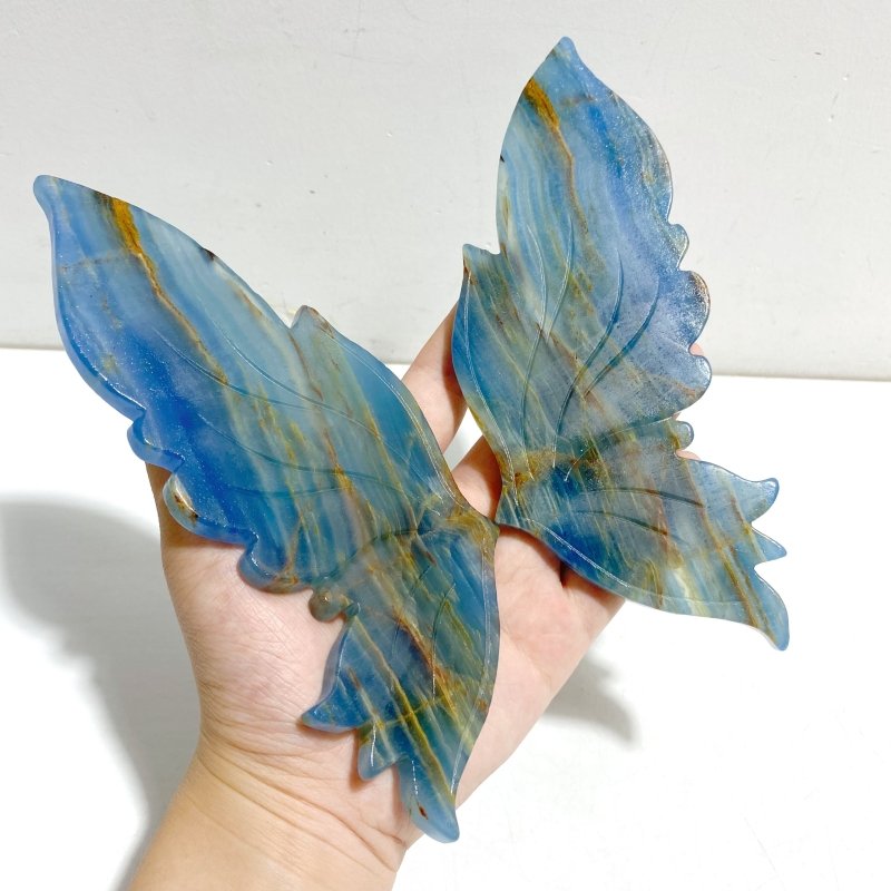Unique Blue Onyx Butterfly Wing Carving With Stand - Wholesale Crystals