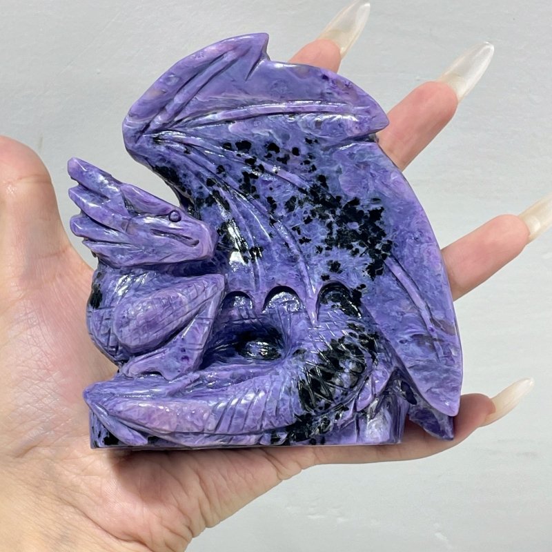 Unique Charoite Flying Dragon Carving #4 - Wholesale Crystals