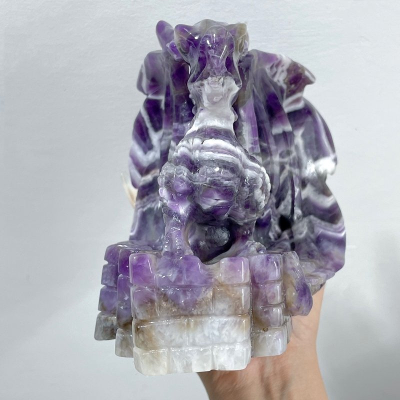 Unique Chevron Amethyst Dragon Castle Carving - Wholesale Crystals