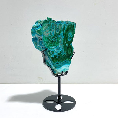 Unique Chrysocolla Mixed Malachite Specimen Raw Bottom With Stand - Wholesale Crystals