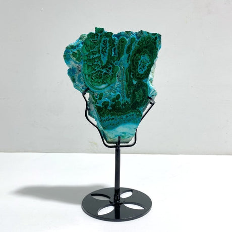 Unique Chrysocolla Mixed Malachite Specimen Raw Bottom With Stand - Wholesale Crystals