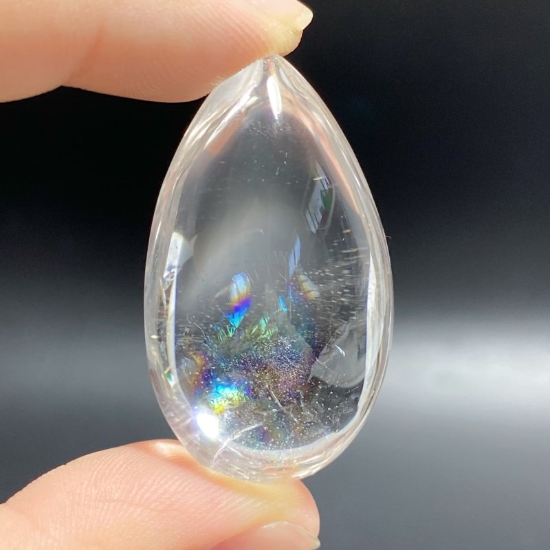 Unique Clear Quartz With Rainbow Waterdrop Shape For DIY Pendant -Wholesale Crystals