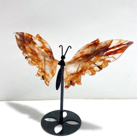 Unique Fire Quartz Butterfly Wing Carving With Stand - Wholesale Crystals
