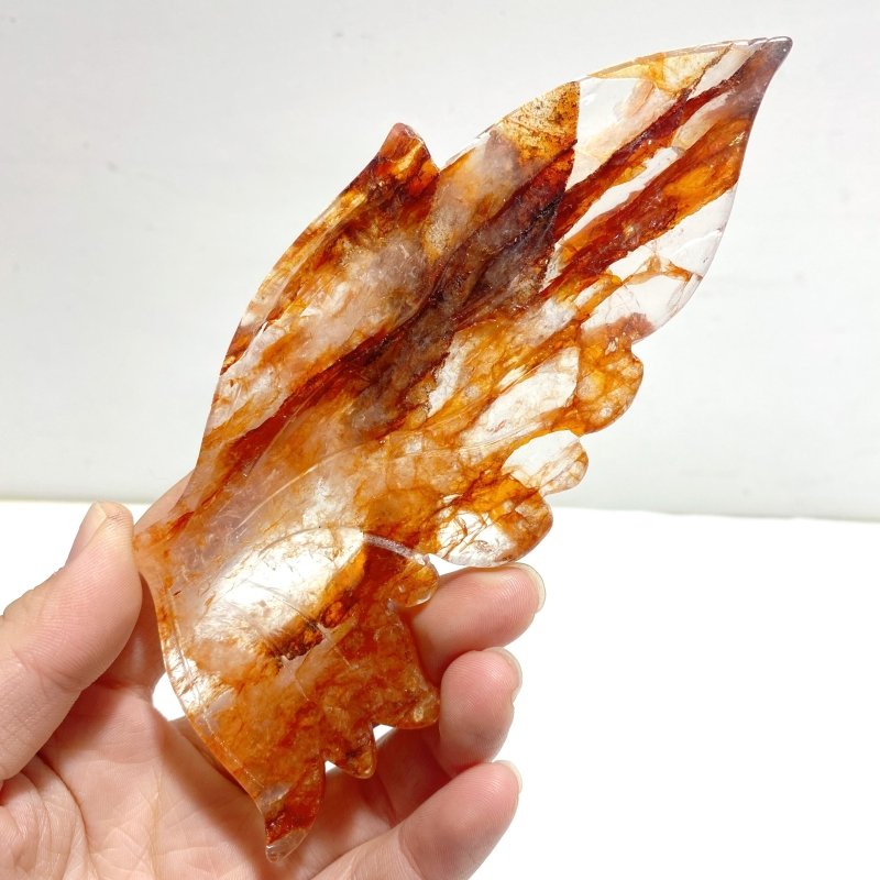 Unique Fire Quartz Butterfly Wing Carving With Stand - Wholesale Crystals