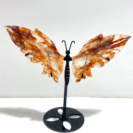 Unique Fire Quartz Butterfly Wing Carving With Stand - Wholesale Crystals