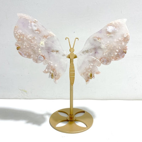 Unique Flower Agate Butterfly Wing Carving With Stand - Wholesale Crystals