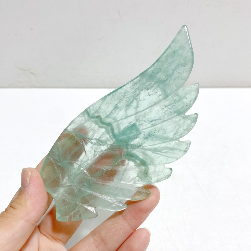 Unique Fluorite Heart Wing Carving With Stand - Wholesale Crystals