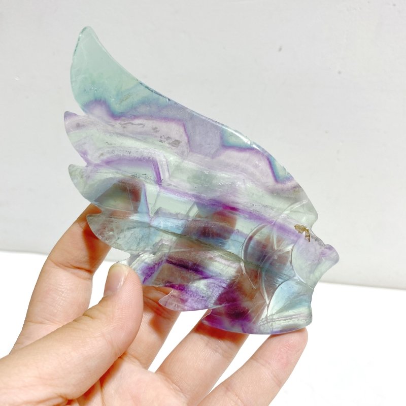 Unique Fluorite Heart Wing Carving With Stand - Wholesale Crystals