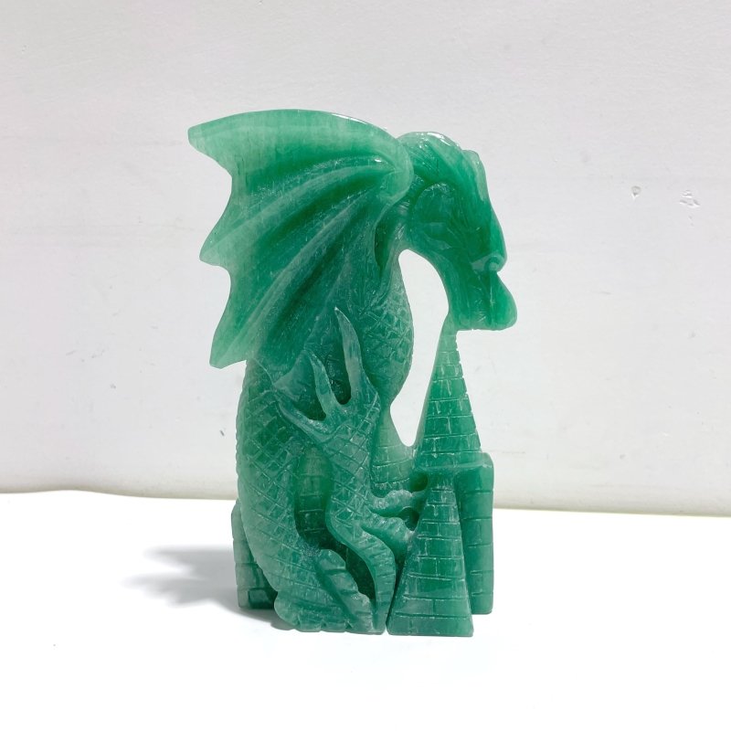 Unique Green Aventurine Flying Dragon Castle Carving 3 - Wholesale Crystals