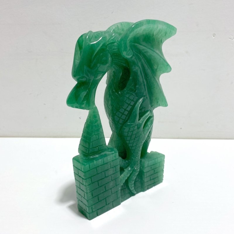 Unique Green Aventurine Flying Dragon Castle Carving 3 - Wholesale Crystals