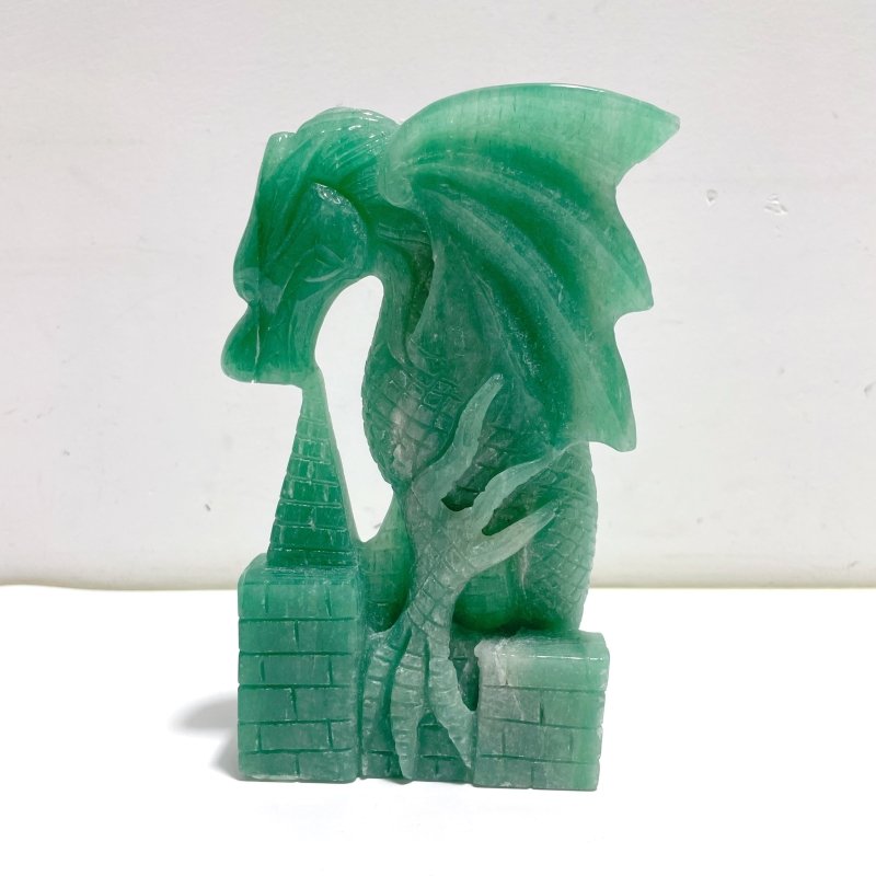Unique Green Aventurine Flying Dragon Castle Carving 3 - Wholesale Crystals