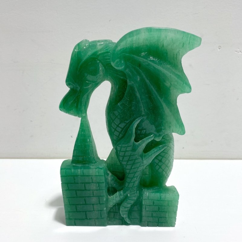 Unique Green Aventurine Flying Dragon Castle Carving 3 - Wholesale Crystals