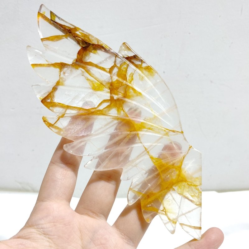Unique Hematoid Quartz Golden Fire Quartz Wing Carving With Stand -Wholesale Crystals