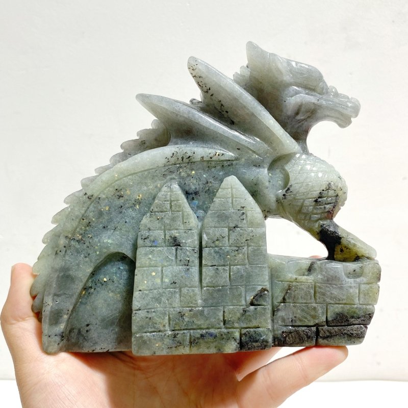 Unique Labradorite Flying Dragon Castle Carving - Wholesale Crystals