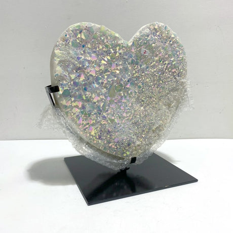 Unique Large Aura Quartz Cluster Heart With Stand 3 - Wholesale Crystals