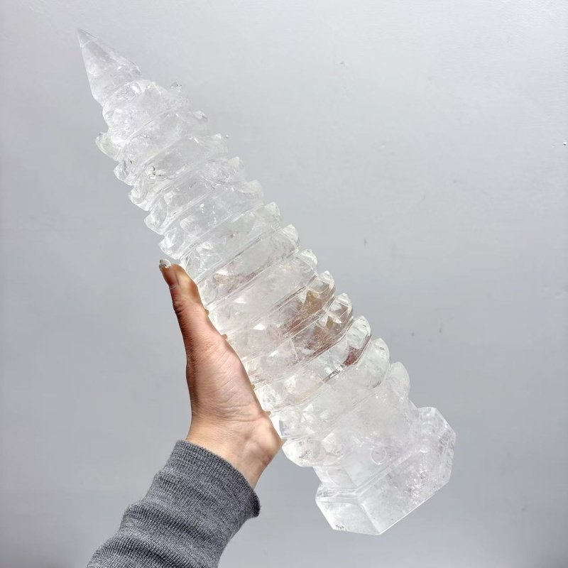 Unique Large Clear Quartz Wenchang Tower 13 - level Pagoda - Wholesale Crystals