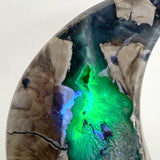 Unique Large Geode Druzy Volcano Agate Moon Carving With Stand(UV - Reactive) 3 - Wholesale Crystals