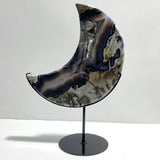 Unique Large Geode Druzy Volcano Agate Moon Carving With Stand(UV - Reactive) 8 - Wholesale Crystals