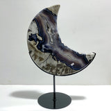 Unique Large Geode Druzy Volcano Agate Moon Carving With Stand(UV - Reactive) 8 - Wholesale Crystals