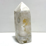 Unique Large Geode Druzy White Moss Agate Four - sided Point - Wholesale Crystals