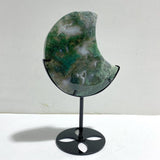 Unique Large Moss Agate Moon With Stand 6 - Wholesale Crystals