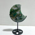 Unique Large Moss Agate Moon With Stand 6 - Wholesale Crystals