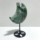 Unique Large Moss Agate Moon With Stand 6 - Wholesale Crystals