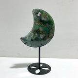 Unique Large Moss Agate Moon With Stand 7 - Wholesale Crystals