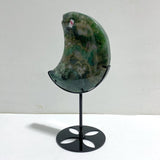Unique Large Moss Agate Moon With Stand 7 - Wholesale Crystals