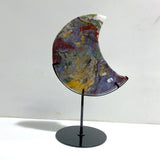 Unique Large Ocean Jasper Moon Carving With Stand 2 - Wholesale Crystals