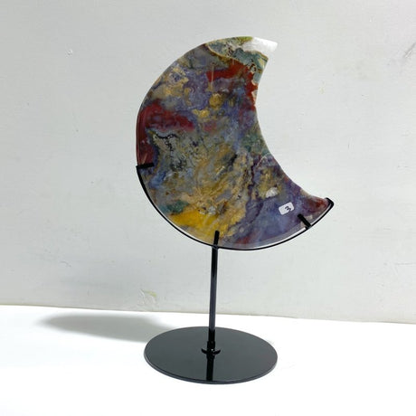 Unique Large Ocean Jasper Moon Carving With Stand 2 - Wholesale Crystals
