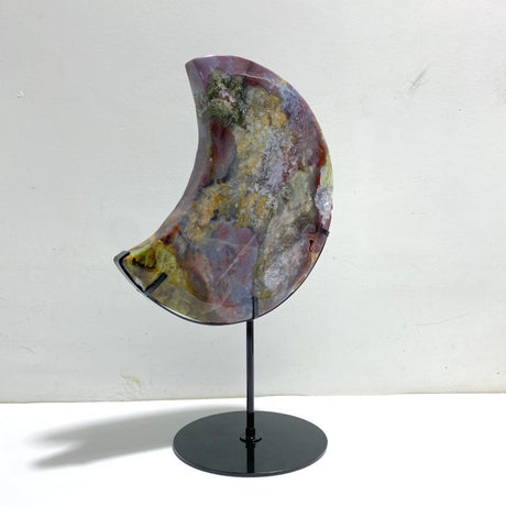 Unique Large Ocean Jasper Moon Carving With Stand 3 - Wholesale Crystals