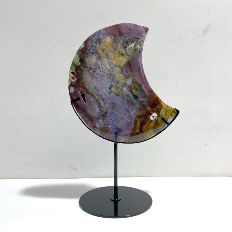 Unique Large Ocean Jasper Moon Carving With Stand 3 - Wholesale Crystals