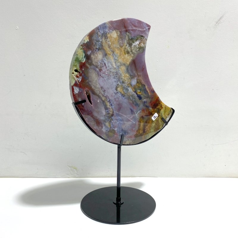 Unique Large Ocean Jasper Moon Carving With Stand 3 - Wholesale Crystals