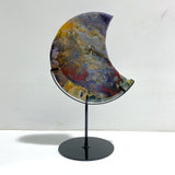 Unique Large Ocean Jasper Moon Carving With Stand 4 - Wholesale Crystals
