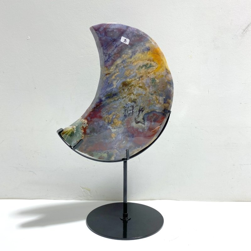 Unique Large Ocean Jasper Moon Carving With Stand 4 - Wholesale Crystals