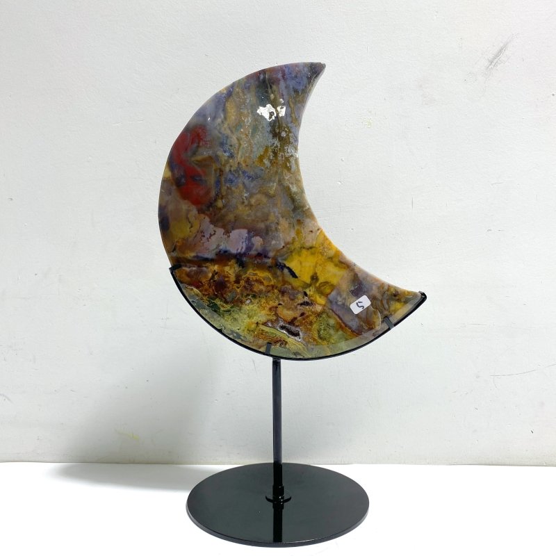 Unique Large Ocean Jasper Moon Carving With Stand 5 - Wholesale Crystals