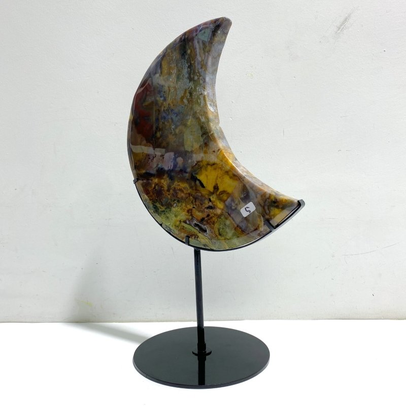 Unique Large Ocean Jasper Moon Carving With Stand 5 - Wholesale Crystals