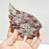 Unique Morocco Agate Heart Wing Carving With Stand - Wholesale Crystals