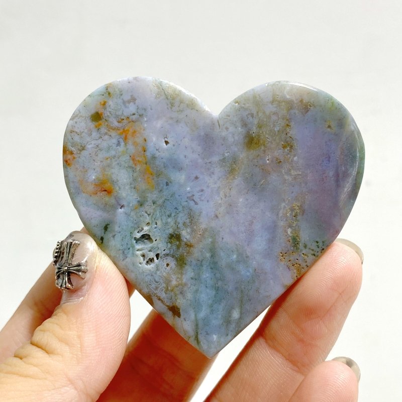 Unique Ocean Jasper Heart Wing Carving With Stand -Wholesale Crystals